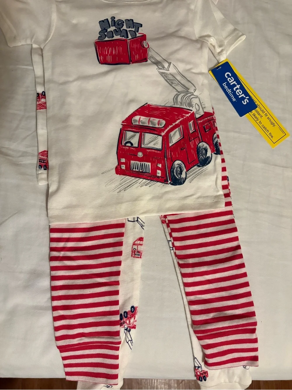 Carter's White and Red Fire Truck Pajama Set
